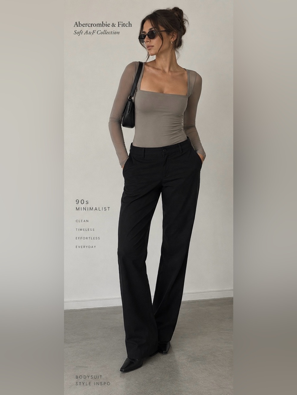 NWT Abercrombie Soft A&F Gray Mesh Long Sleeve Bodysuit Size S
